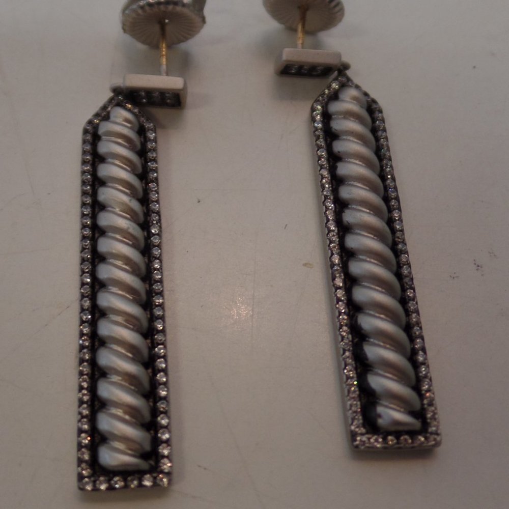 Freida Rothman .925 Sterling Silver Cubic Zirconia Twisted Cable Earrings $250 - Picture 8 of 12
